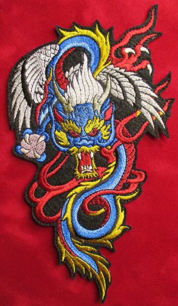 Extra Large Embroidered Chinese Dragon Applique Patch, Jacket Patch, Biker  Patch, Iron on or Sew on Patch, Fiery Dragon, Tattoo Dragon 