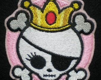 Embroidered Pirate Princess Crossbones Applique, Girls Applique, Pirate Applique