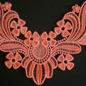Embroidered Lace Neckline Lace, Collar Lace, Peach Lace, Jewelry, Crazy Quilt, Crafts, Embellishment, Applique