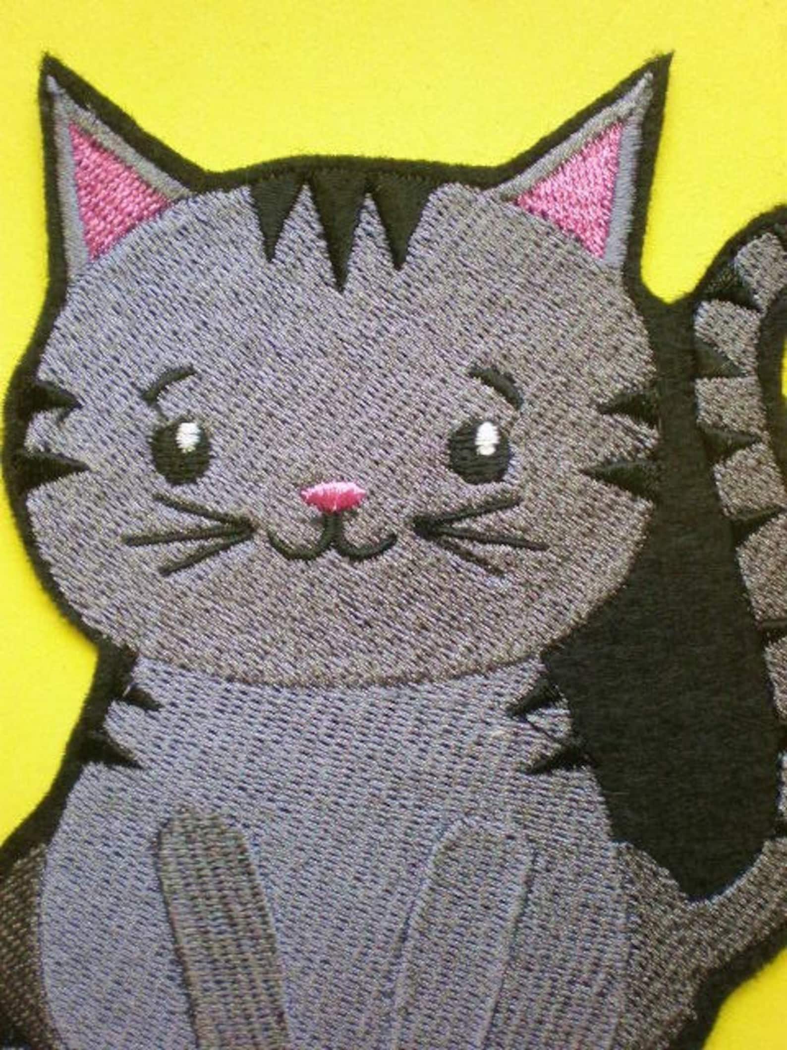 Large Embroidered Iron on Kitty Applique Patch Kitten Cat Etsy