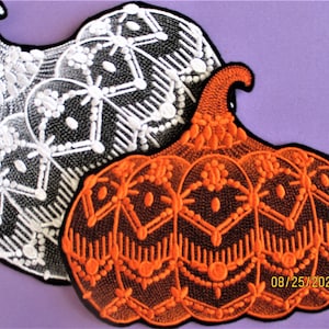 XL Embroidered Sophisticated and Elegant Pumpkin Applique Patch, Iron On, Sew On, Autumn, Fall, Halloween, Thanksgiving, Craft Patch n&#39; More