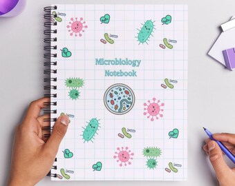 Cuaderno de microbiología / Diario de apuntes sobre bacterias / Agenda para estudiantes de ciencias / Cuaderno de estudio médico / Regalo para estudiantes de medicina / 6x8