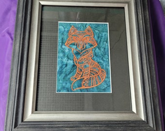 Framed Fox Embroidery