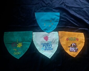 Dog Themed Emodered  Over Collar Bandana