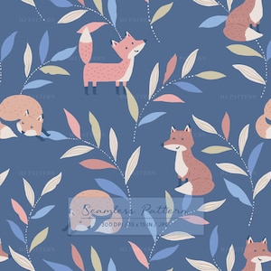 Woodland Fox Seamless Pattern (Digital Download)