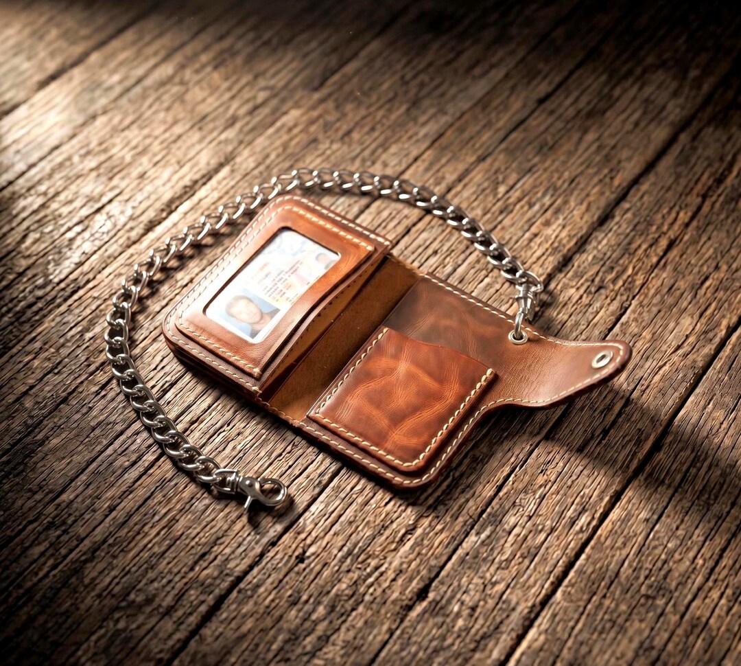 Custom Biker Wallets Biker Wallet Trifold – Anti-theft Secure – Handmade -stainless Steel ...
