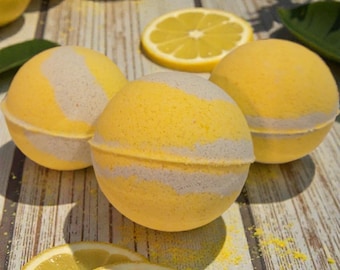Invigorating Lemon Bath Bomb: Zesty, Energizing, Moisturizing Bath Treat
