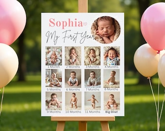 Editable Baby First Year Photo Collage Poster (Digital Download)