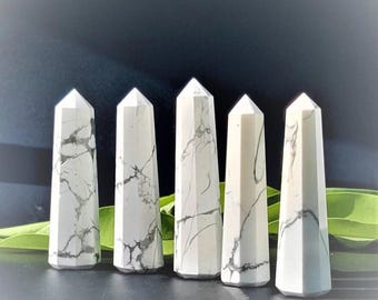 5pcs Howlite Crystal Tower: White Reiki Chakra Stone, Home Decor
