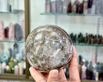 100MM Indian Smoky Quartz Sphere Crystal Ball – Natural Healing Stone for Grounding,