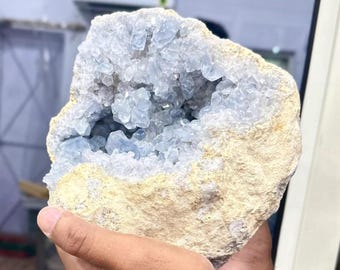Large Blue Calcite Cluster | Natural Calcite Geode | Sparkling Crystal Formation | Collector Mineral Gift