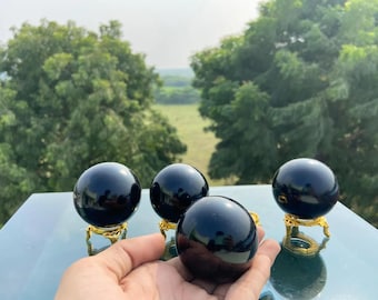 ONE KG Black Obsidian Sphere: Handcrafted Crystal Ball, Protection Stone, Meditation Sphere