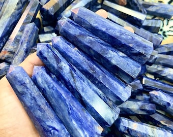 10pcs Blue Sodalite Obelisk Points Crystal Tower: White Reiki Chakra Stone, Home Decor