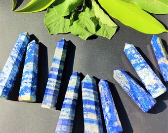 10pcs Lapis Lazuli Obelisk Points Crystal Tower: White Reiki Chakra Stone, Home Decor