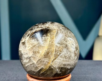 100MM Indian Smoky Quartz Sphere Crystal Ball – Natural Healing Stone for Grounding,