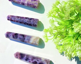 4pcs Amethyst Obelisk Points Crystal Tower: White Reiki Chakra Stone, Home Decor