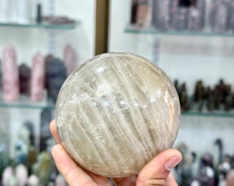 125MM Indian Smoky Quartz Sphere Crystal Ball – Natural Healing Stone for Grounding,