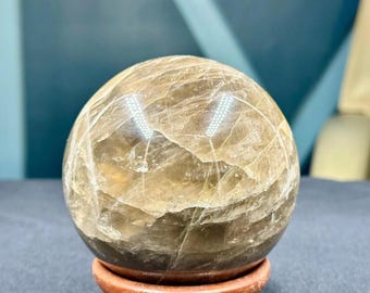 100MM Indian Smoky Quartz Sphere Crystal Ball – Natural Healing Stone for Grounding,