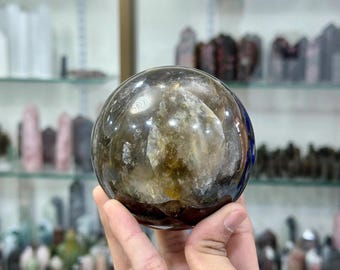 100MM Indian Smoky Quartz Sphere Crystal Ball – Natural Healing Stone for Grounding,