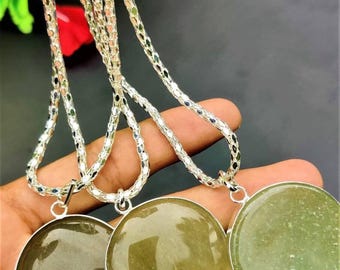 100pcs BULK Natural Green Aventurine Round Shaped Pendant - Silver Plated Labradorite Pendant Charm