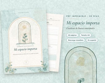 Moja przestrzeń ma znaczenie | Naucz się mówić „nie” | 30-dniowy zeszyt ćwiczeń na granice emocjonalne | Do druku w formacie PDF w języku hiszpańskim | Pobieranie cyfrowe