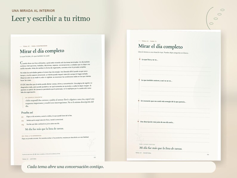 Journal de fatigue et d'énergie en espagnol | Quand la fatigue s'installe | Journal de bien-être guidé | 2 fichiers PDF imprimables image 2