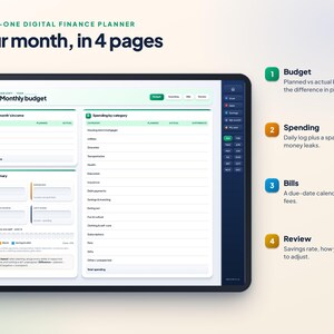Digital Budget Planner with Excel Spreadsheet | Debt, Savings & Net Worth Tracker | GoodNotes imagen 3