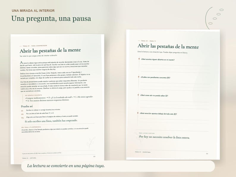 Mental Load Journal in Spanish | When My Mind Won't Stop | Guided Self-Care Journal | Printable and Digital PDF image 2