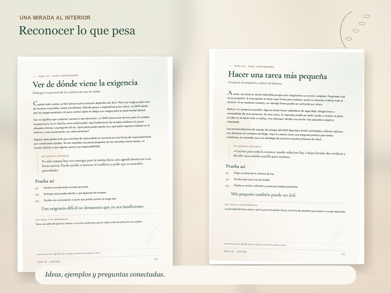 Journal de fatigue et d'énergie en espagnol | Quand la fatigue s'installe | Journal de bien-être guidé | 2 fichiers PDF imprimables image 3