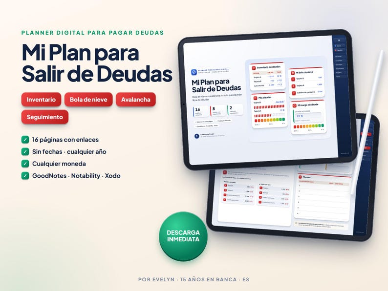 Debt Relief Planner in Spanish | Snowball and Avalanche | GoodNotes Digital Tracker image 1