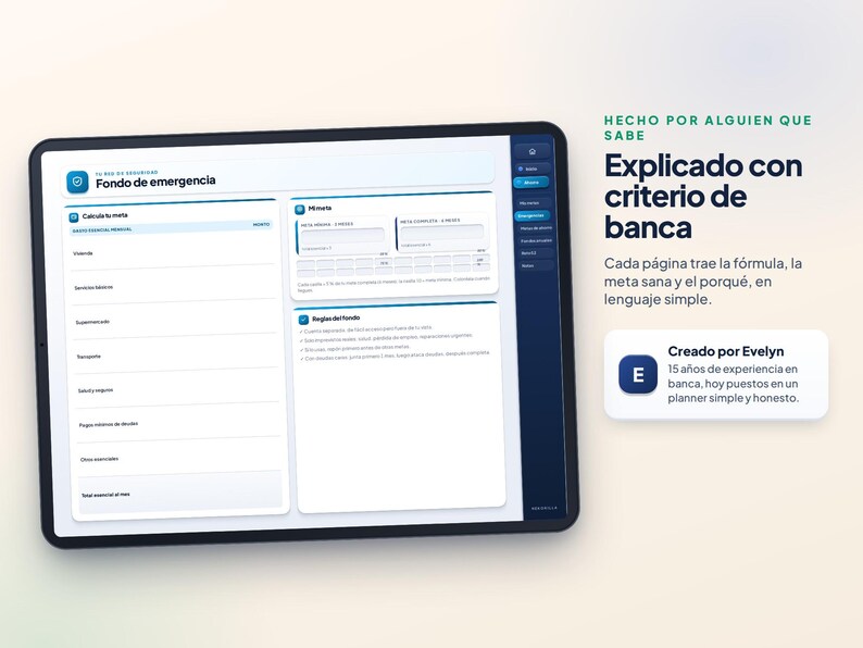 Planificateur d'épargne numérique en espagnol | Fonds d'urgence, objectifs et défi de 52 semaines | GoodNotes image 6