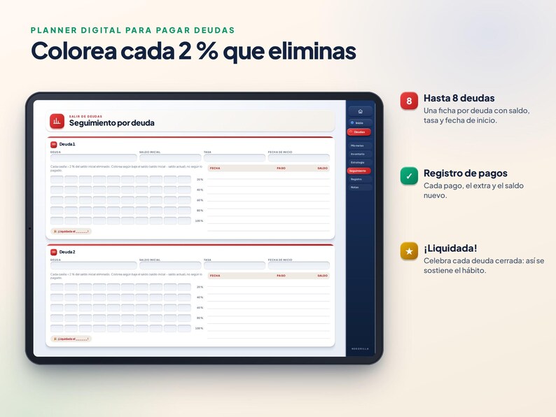 Debt Relief Planner in Spanish | Snowball and Avalanche | GoodNotes Digital Tracker image 4