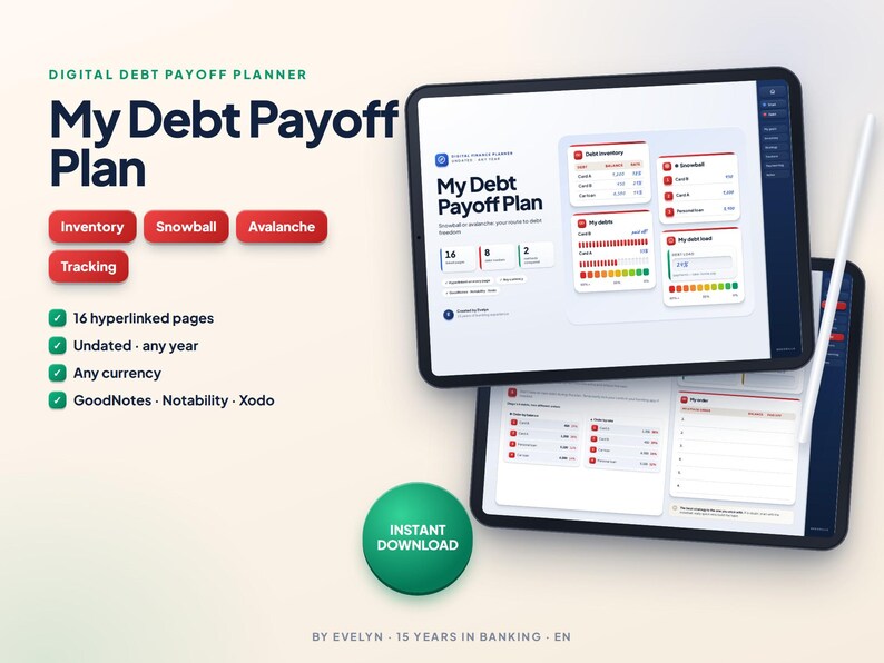 Debt Payoff Planner for GoodNotes | Snowball and Avalanche Method | Digital Debt Tracker imagen 1
