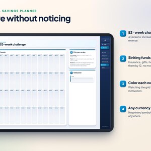 Digital Savings Planner for GoodNotes | Emergency Fund, Savings Goals and 52 Week Challenge image 4