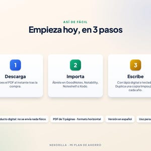 Planificateur d'épargne numérique en espagnol | Fonds d'urgence, objectifs et défi de 52 semaines | GoodNotes image 7