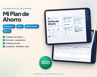 Digitaler Sparplaner auf Spanisch | Notfallfonds, Ziele und 52-Wochen-Challenge | GoodNotes