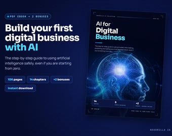 Sztuczna inteligencja dla biznesu cyfrowego | E-book w formacie PDF w języku angielskim + 2 bonusy | Przewodnik krok po kroku po sztucznej inteligencji, jak stworzyć i sprzedać swój pierwszy produkt cyfrowy