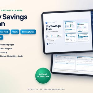 Digital Savings Planner for GoodNotes | Emergency Fund, Savings Goals and 52 Week Challenge image 1