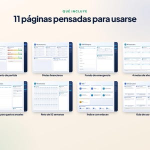 Planificateur d'épargne numérique en espagnol | Fonds d'urgence, objectifs et défi de 52 semaines | GoodNotes image 2