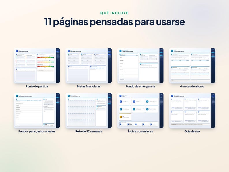 Planificateur d'épargne numérique en espagnol | Fonds d'urgence, objectifs et défi de 52 semaines | GoodNotes image 2