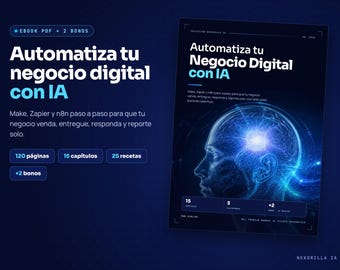 Automatiza tu Negocio Digital con IA | Ebook PDF en Español + 25 Automatizaciones | Make, Zapier y n8n Paso a Paso