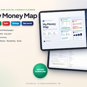 Digital Budget Planner with Excel Spreadsheet | Debt, Savings & Net Worth Tracker | GoodNotes imagen 1