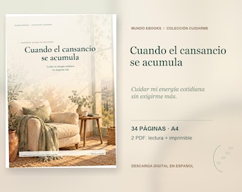 Tiredness and Energy Journal in Spanish | When Tiredness Builds Up | Guided Self-Care Journal | 2 Printable PDFs