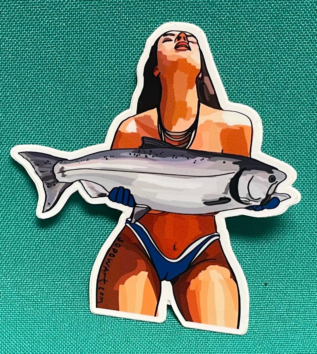 Waterproof Sticker Queen Salmon With Salmon - Etsy
