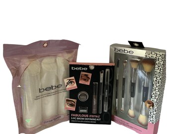 bebe 300 piece cotton round, 5 piece brow defining kit, essential brush set