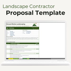 Landscape Contractor Proposal Template | Bid Form | Estimate Calculator | Excel \& Google Sheets