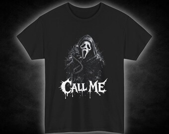 Ghostface Grim Reaper Call Me T-Shirt | Horror Movie Mask Tee