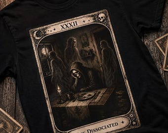 The Dissociated Tarot Card T-Shirt | Gothic Occult Illustration, Dark Aesthetic Tee