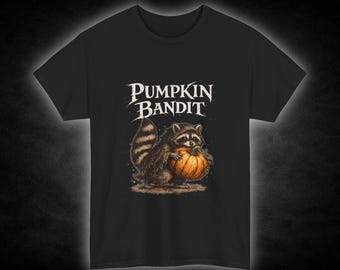 Pumpkin Bandit Raccoon Tee | Halloween Pumpkin Illustration Shirt