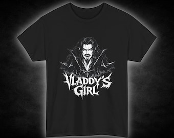 Vladdy's Girl Vampire Vlad Tepes Dracula Portrait Tee | Gothic Halloween Shirt